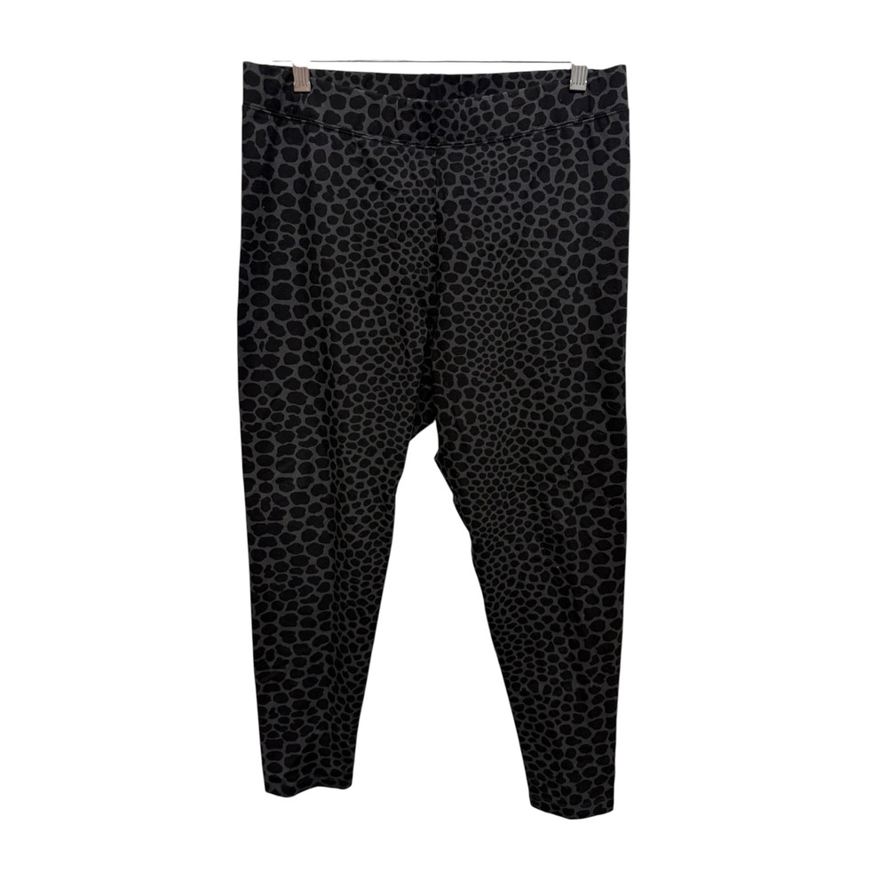 Soft Surroundings Petite M Leopard Leggings Black Gray Animal Print Stretch